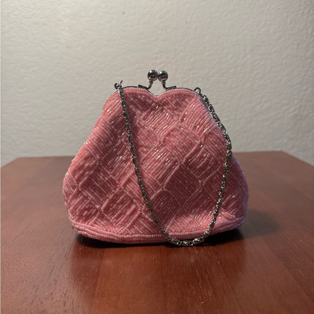 Bijoux Terner Pink Beaded Clutch
